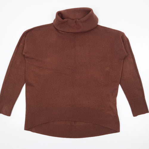 Primark Womens Brown Roll Neck  Acrylic Pullover Jumper Size S