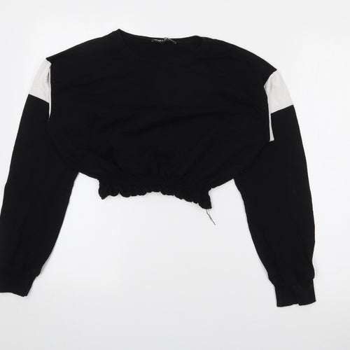 Select Womens Black  Cotton Pullover Sweatshirt Size S