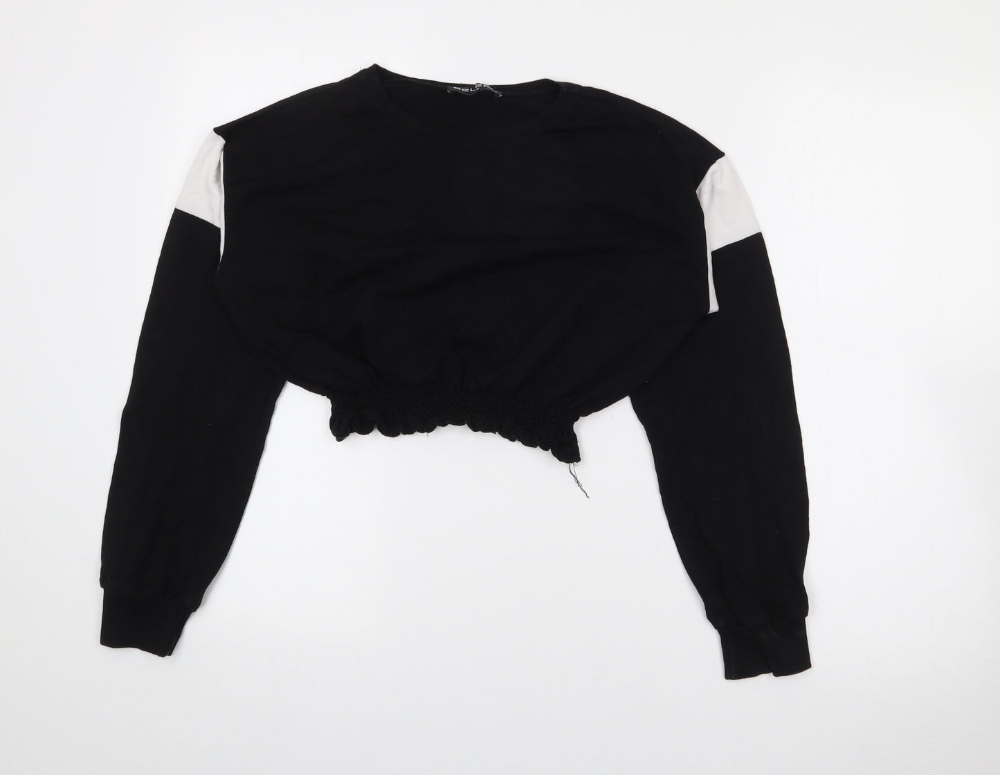 Select Womens Black  Cotton Pullover Sweatshirt Size S