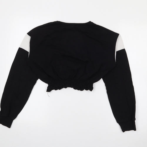 Select Womens Black  Cotton Pullover Sweatshirt Size S