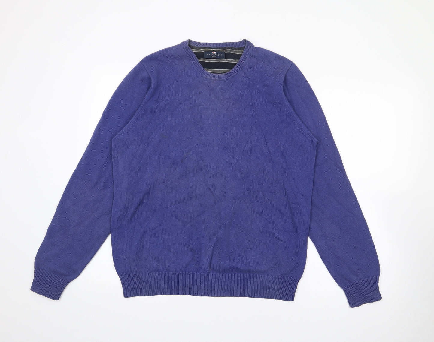 Blue Harbour Mens Purple Crew Neck  Cotton Pullover Jumper Size M