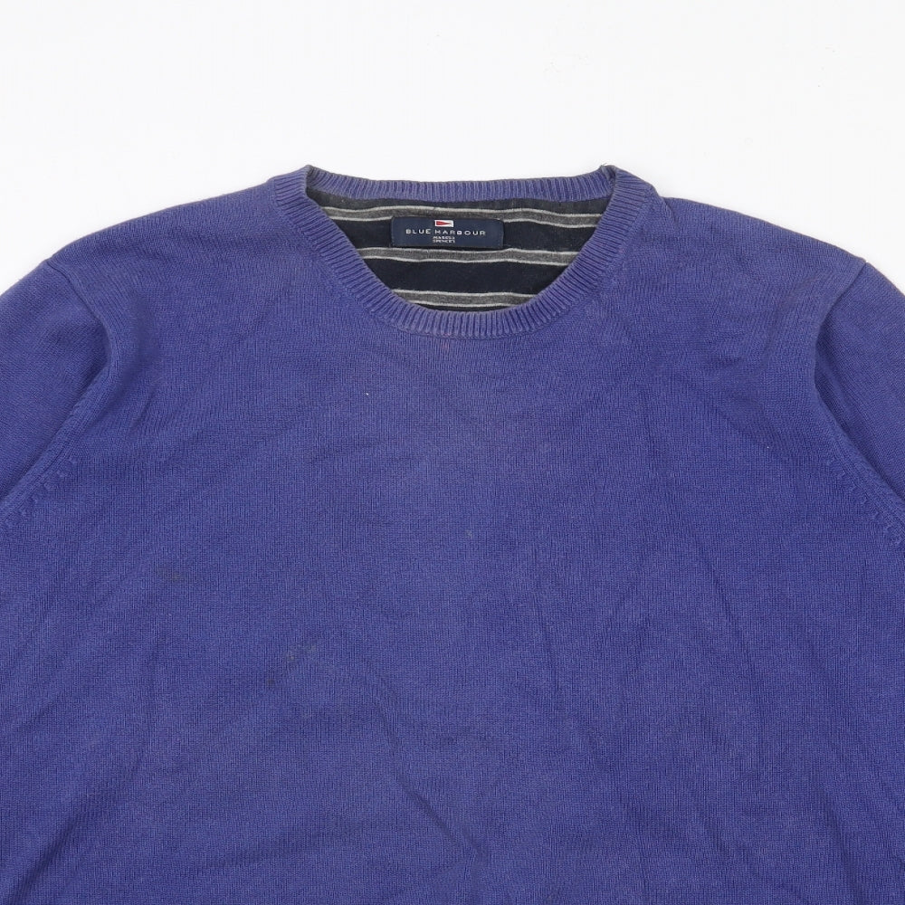 Blue Harbour Mens Purple Crew Neck  Cotton Pullover Jumper Size M