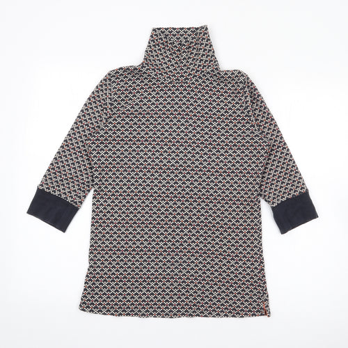 NEXT Womens Multicoloured High Neck Geometric Cotton Pullover Jumper Size 10