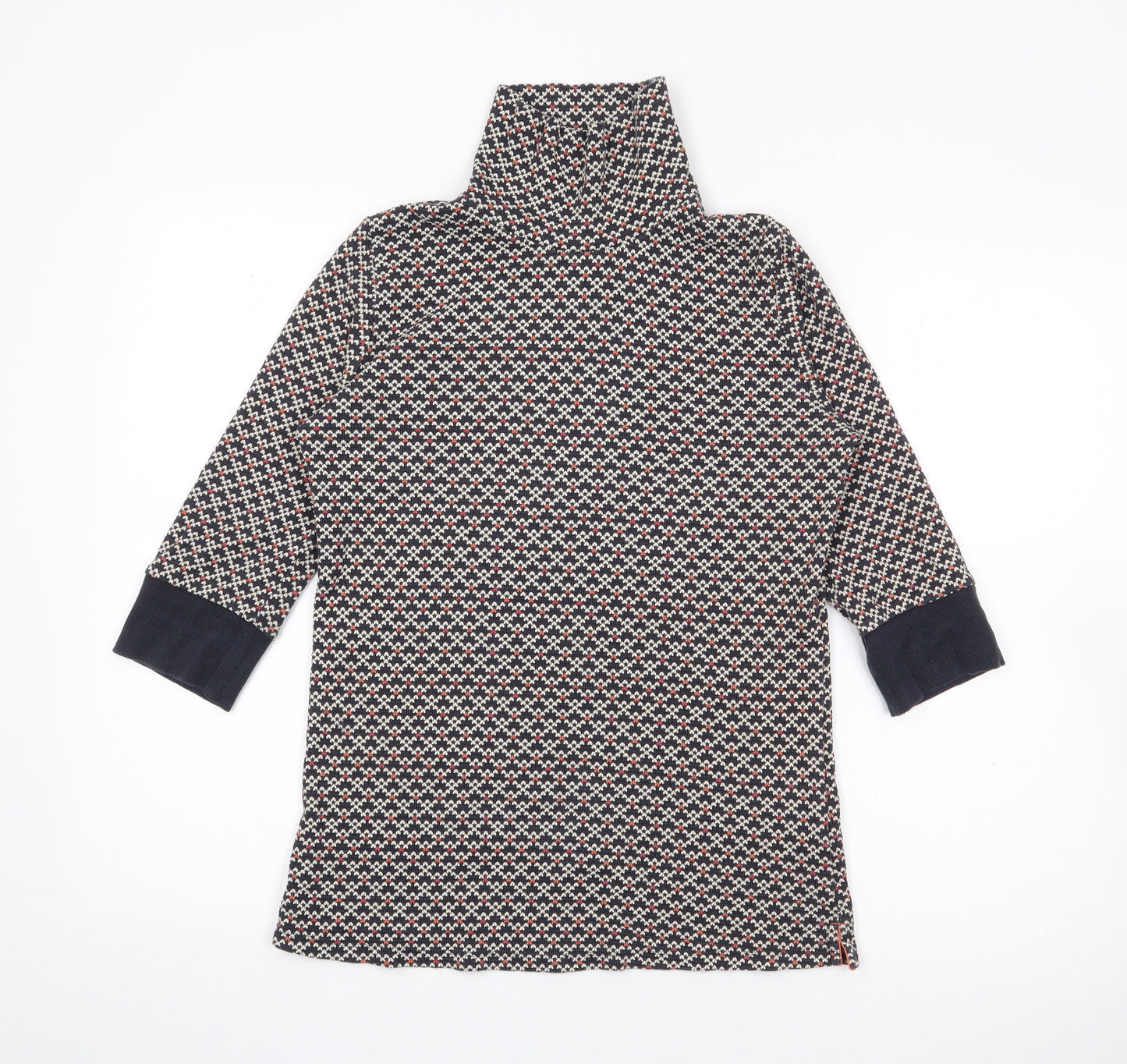 NEXT Womens Multicoloured High Neck Geometric Cotton Pullover Jumper Size 10