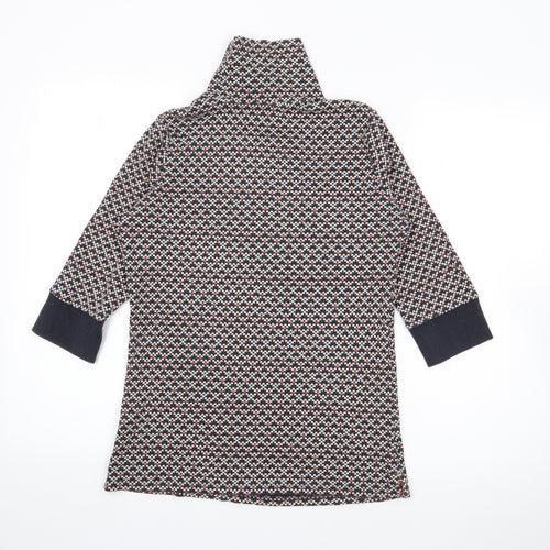 NEXT Womens Multicoloured High Neck Geometric Cotton Pullover Jumper Size 10