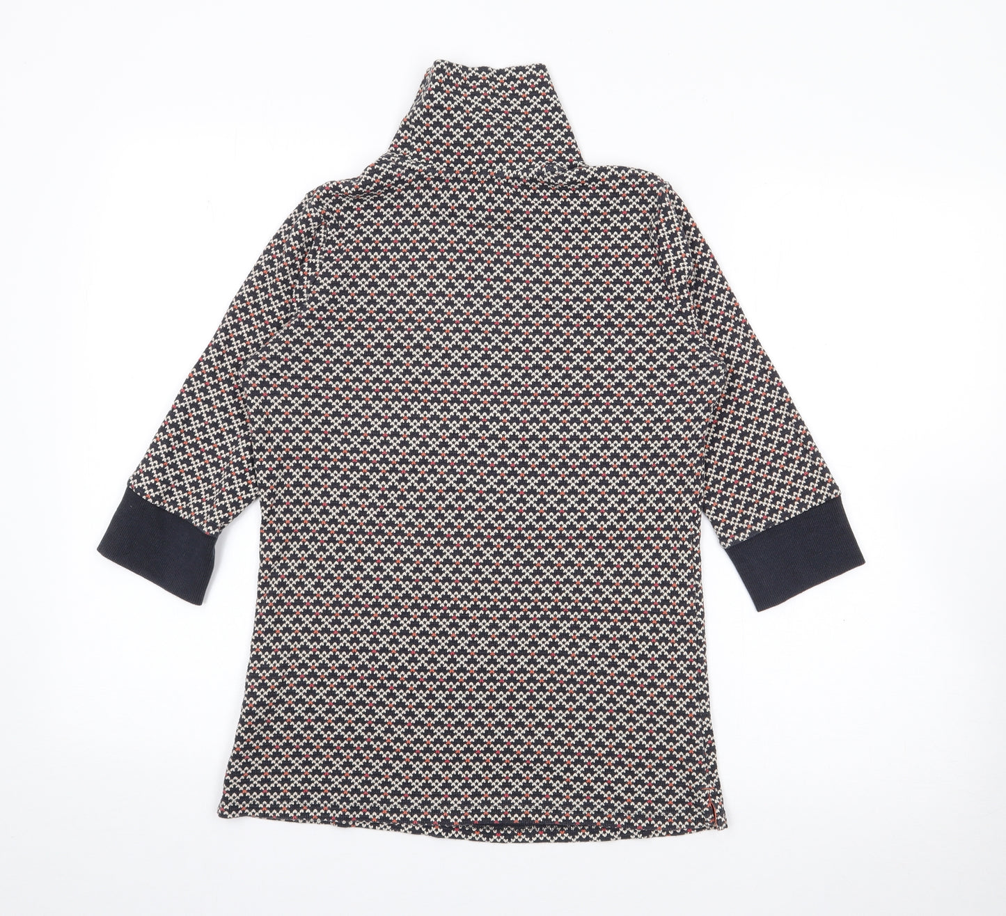NEXT Womens Multicoloured High Neck Geometric Cotton Pullover Jumper Size 10