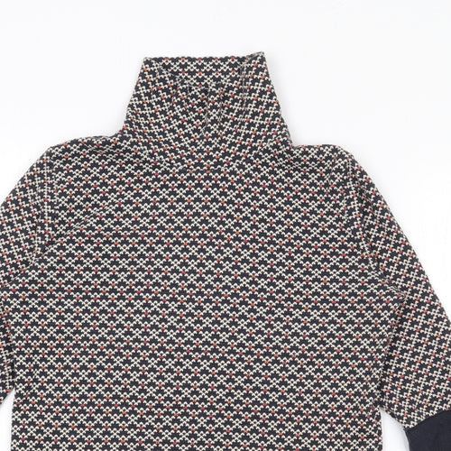 NEXT Womens Multicoloured High Neck Geometric Cotton Pullover Jumper Size 10