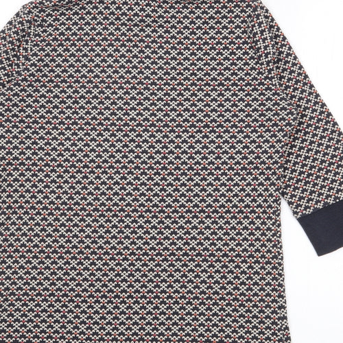 NEXT Womens Multicoloured High Neck Geometric Cotton Pullover Jumper Size 10