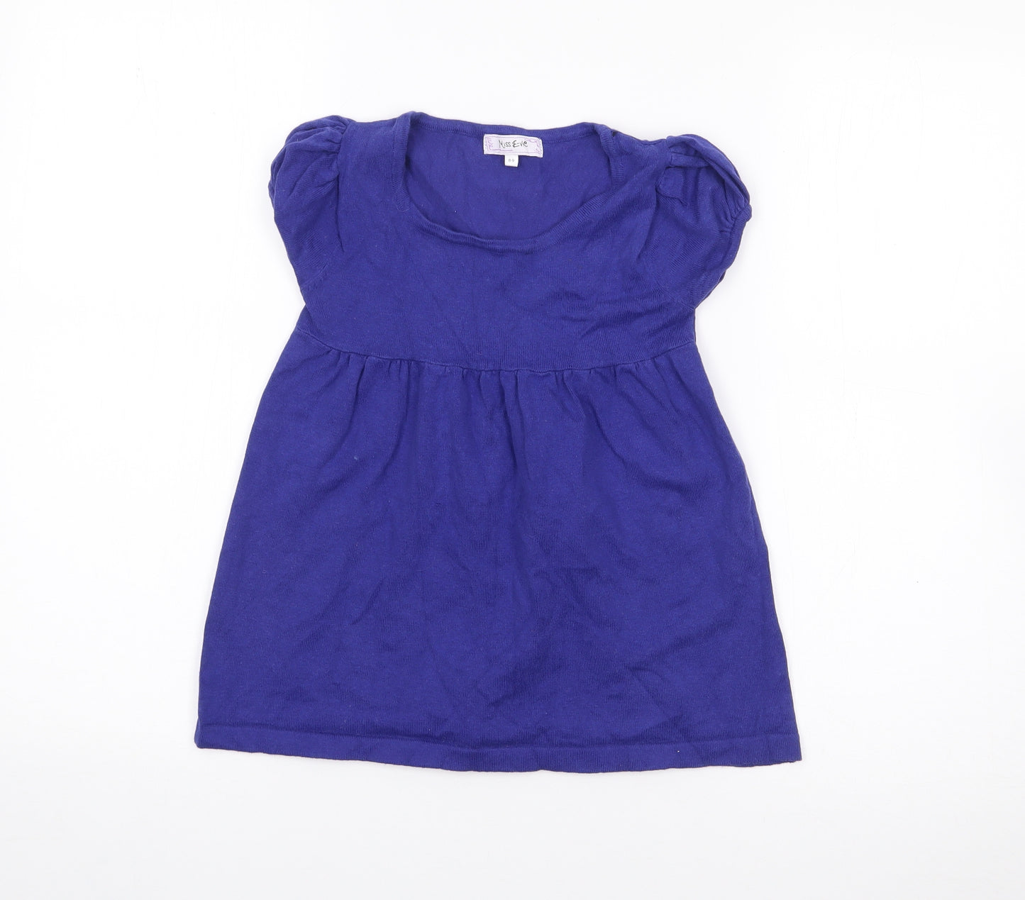 Miss Evie Girls Blue  Cotton Fit & Flare  Size 8-9 Years  Round Neck