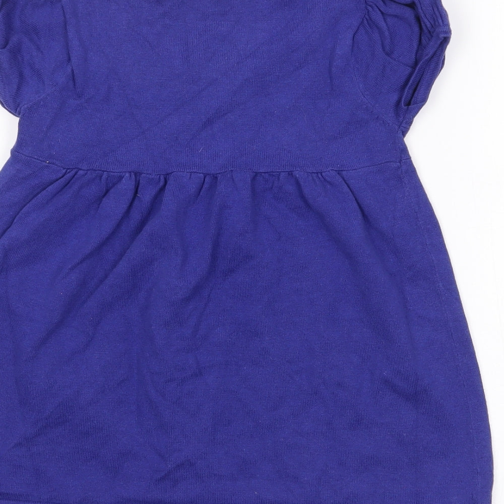 Miss Evie Girls Blue  Cotton Fit & Flare  Size 8-9 Years  Round Neck