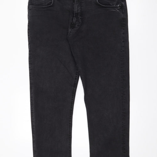 Easy Womens Black  Cotton Straight Jeans Size 36 in L28 in Regular