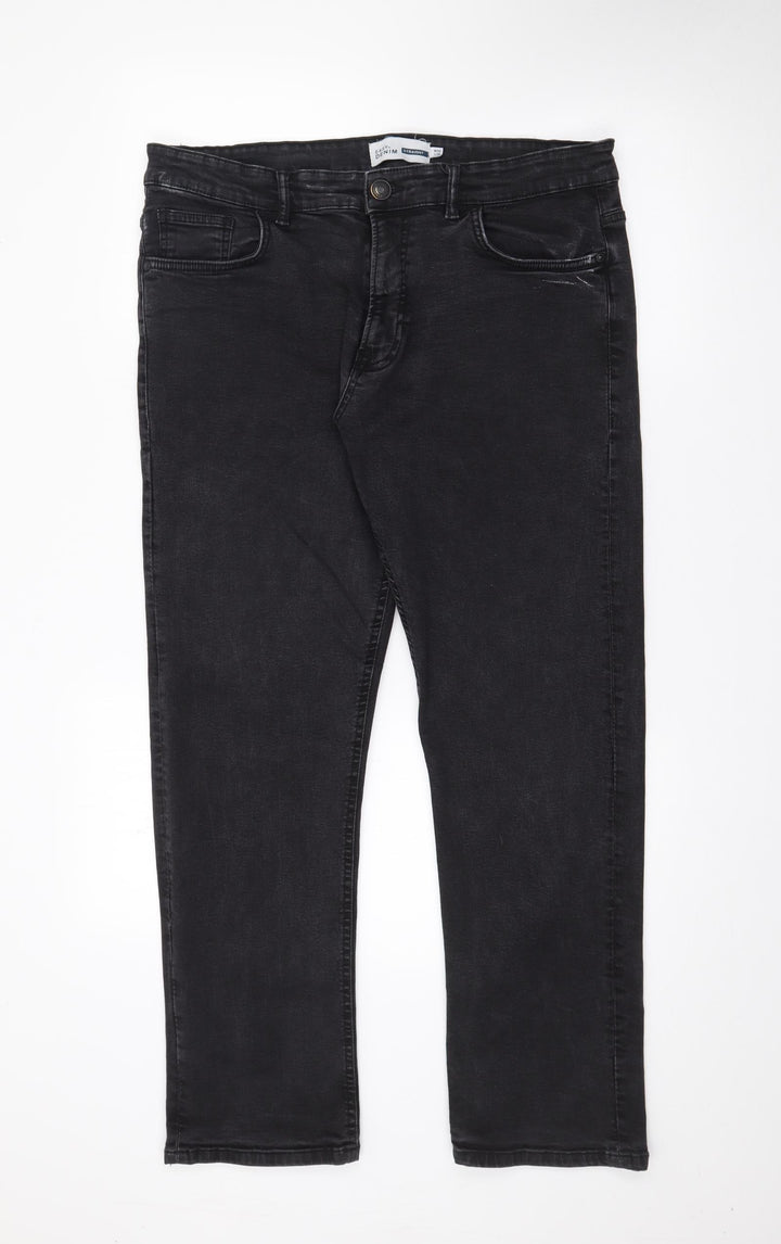 Easy Womens Black Cotton Straight Jeans Size 36 in L28 in Regular