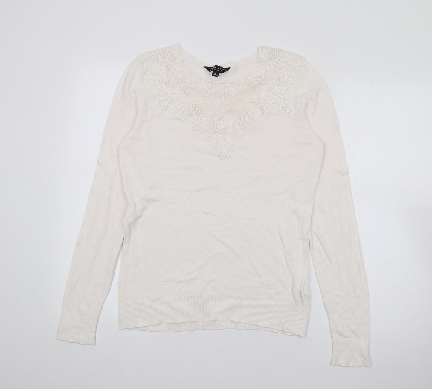 Dorothy Perkins Womens White Boat Neck  Viscose Pullover Jumper Size 10