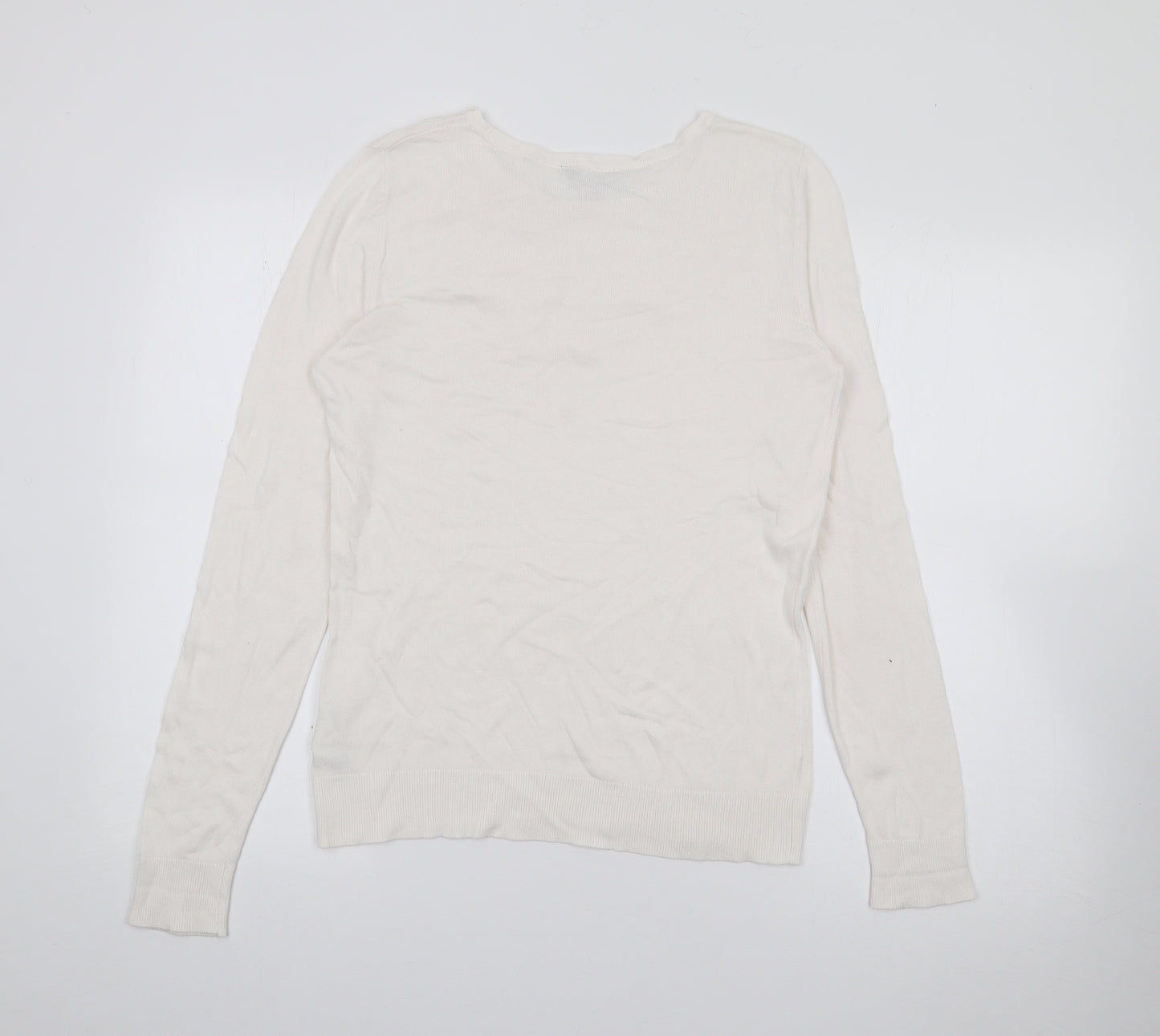 Dorothy Perkins Womens White Boat Neck  Viscose Pullover Jumper Size 10