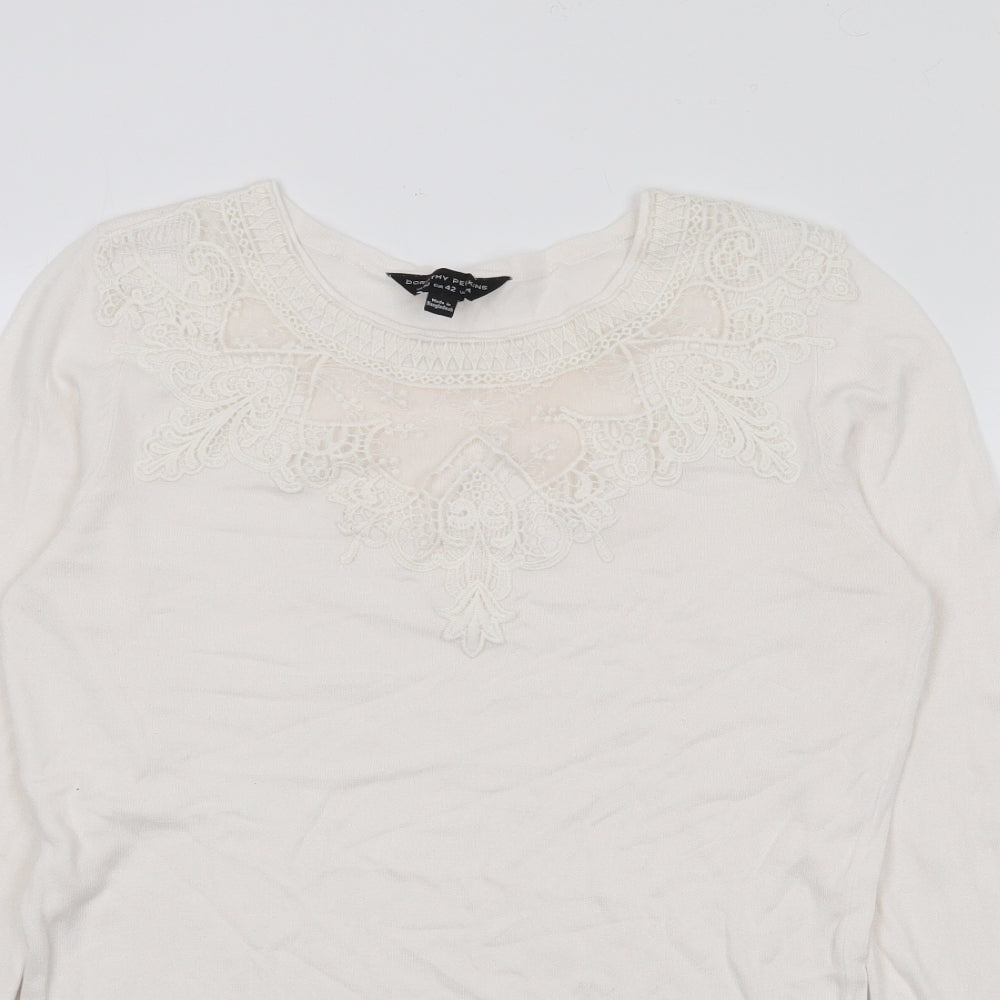 Dorothy Perkins Womens White Boat Neck  Viscose Pullover Jumper Size 10