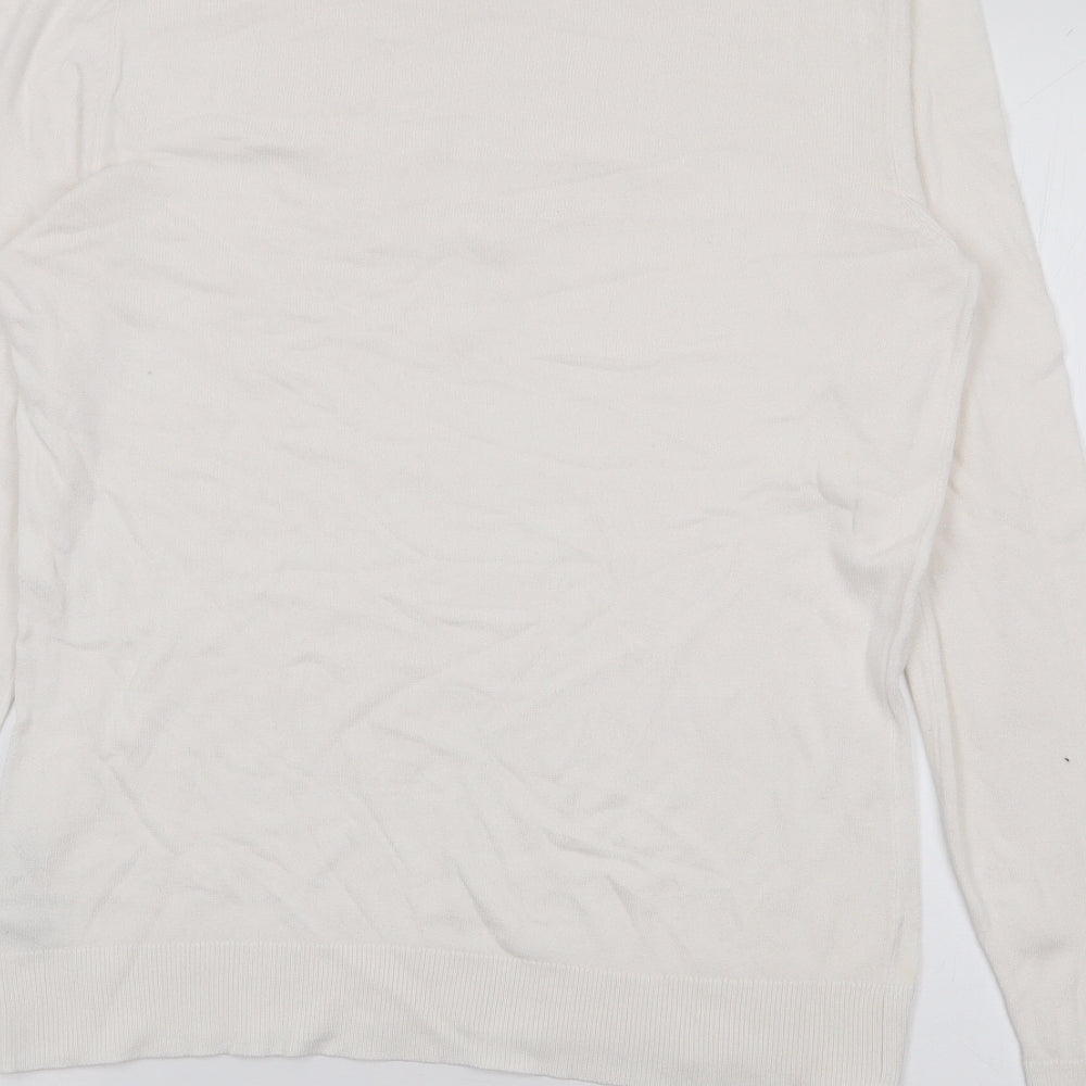 Dorothy Perkins Womens White Boat Neck  Viscose Pullover Jumper Size 10