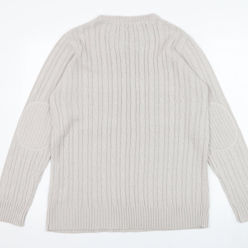 Brave Soul Mens Grey Round Neck  Acrylic Pullover Jumper Size S