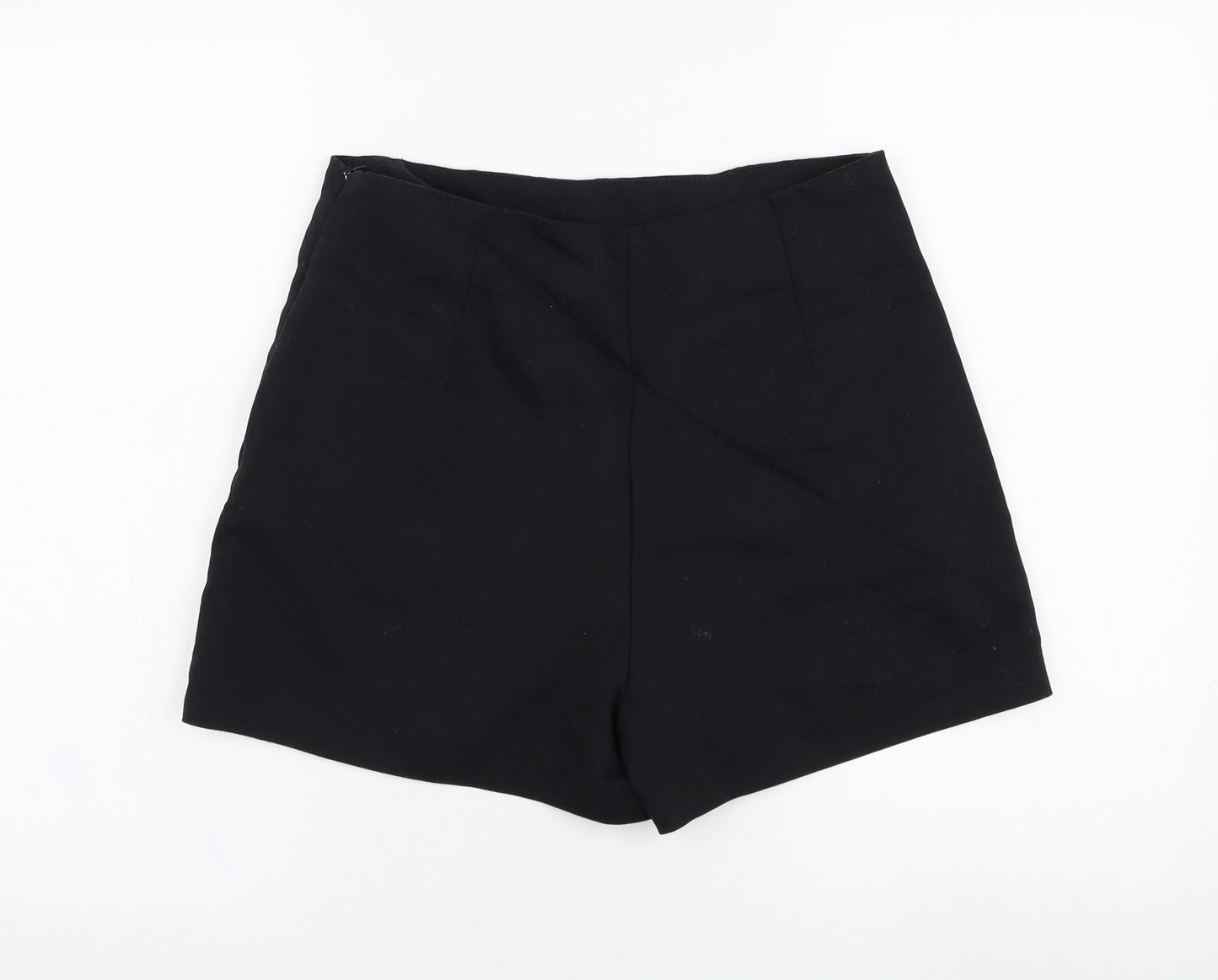 Zara Womens Black  Cotton Hot Pants Shorts Size L L3 in Regular Zip