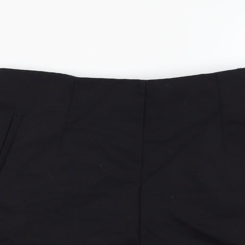 Zara Womens Black  Cotton Hot Pants Shorts Size L L3 in Regular Zip