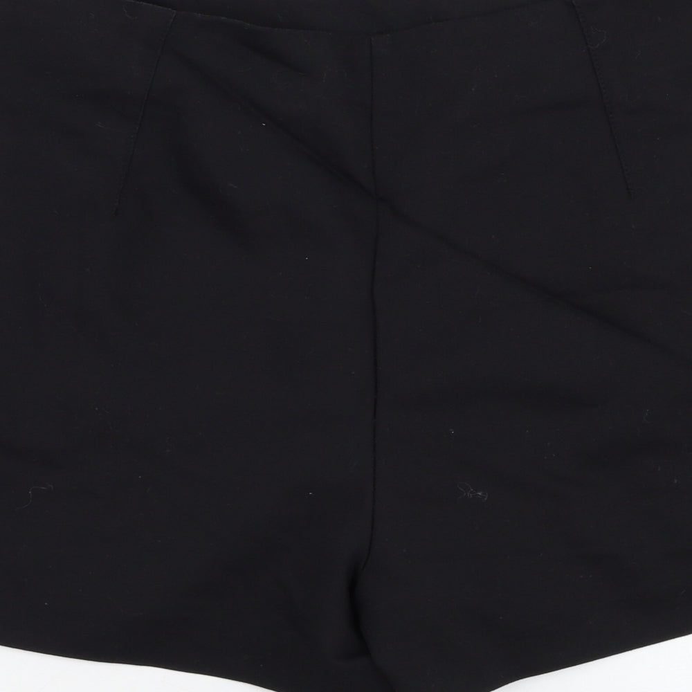 Zara Womens Black  Cotton Hot Pants Shorts Size L L3 in Regular Zip