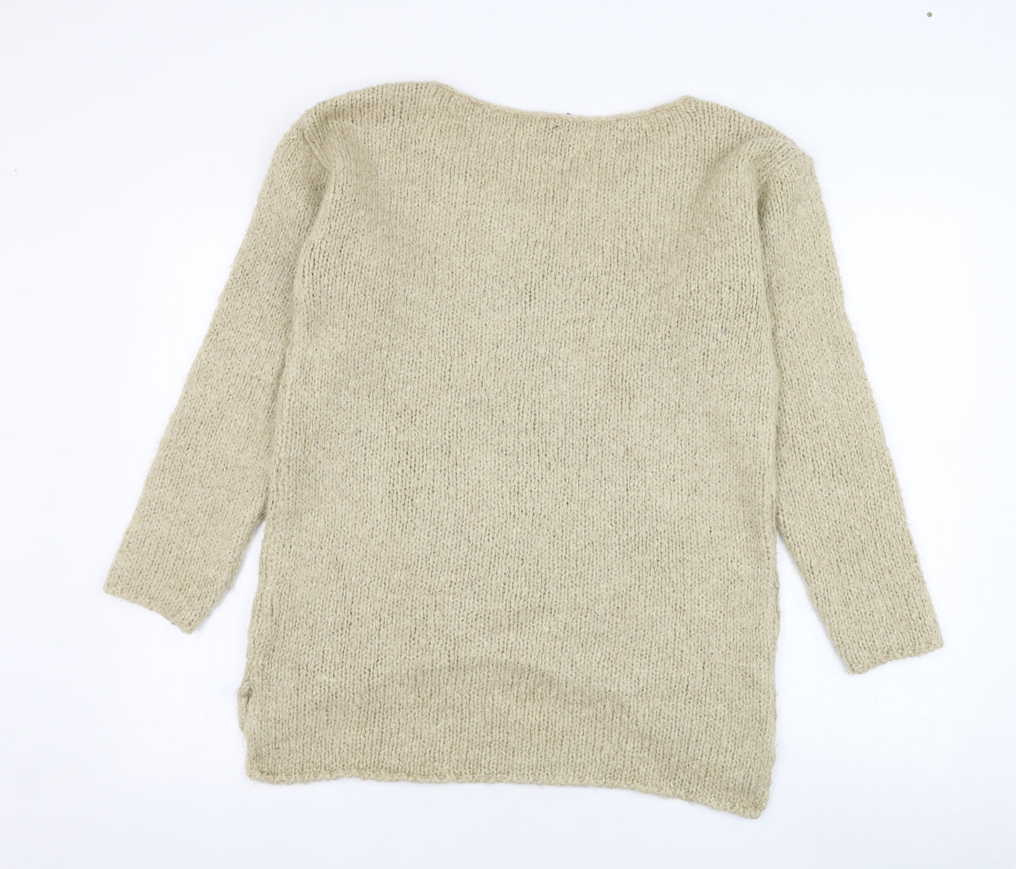 Key Largo Womens Beige Round Neck  Acrylic Pullover Jumper Size S   - Peace