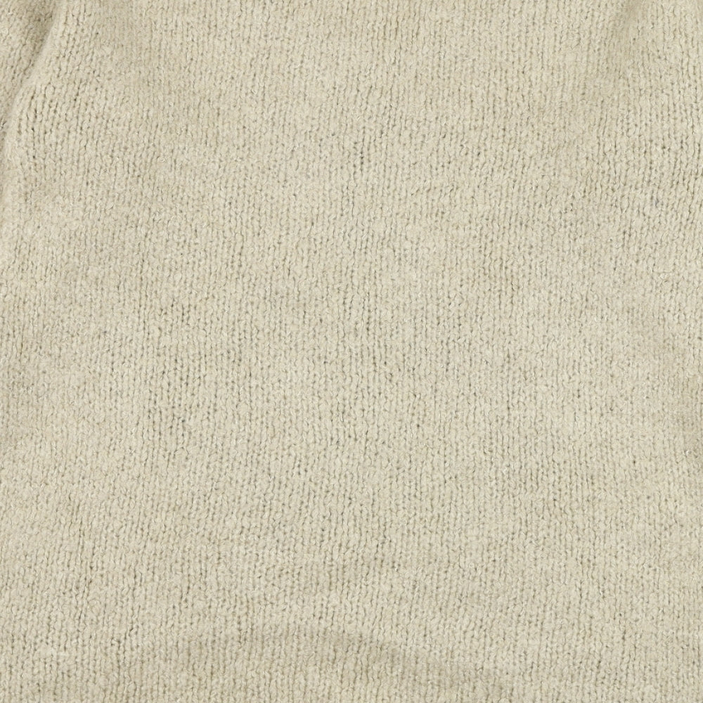 Key Largo Womens Beige Round Neck  Acrylic Pullover Jumper Size S   - Peace