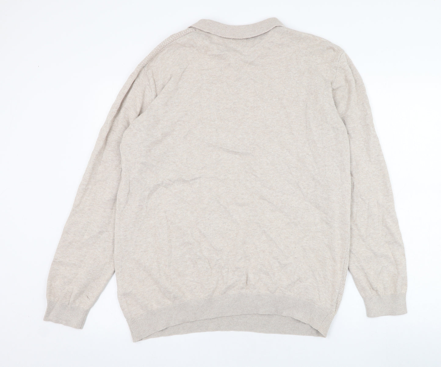 Matalan Mens Beige Collared  Cotton Pullover Jumper Size L