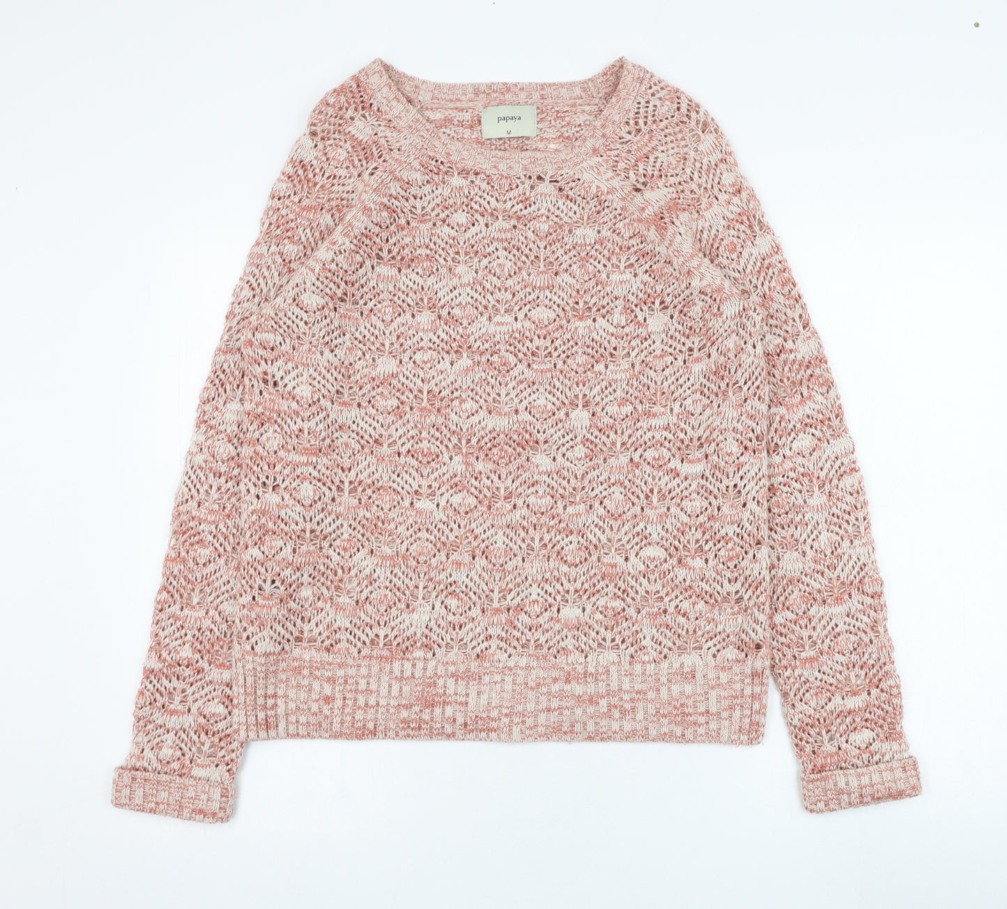 Matalan Womens Pink Round Neck  Acrylic Pullover Jumper Size M