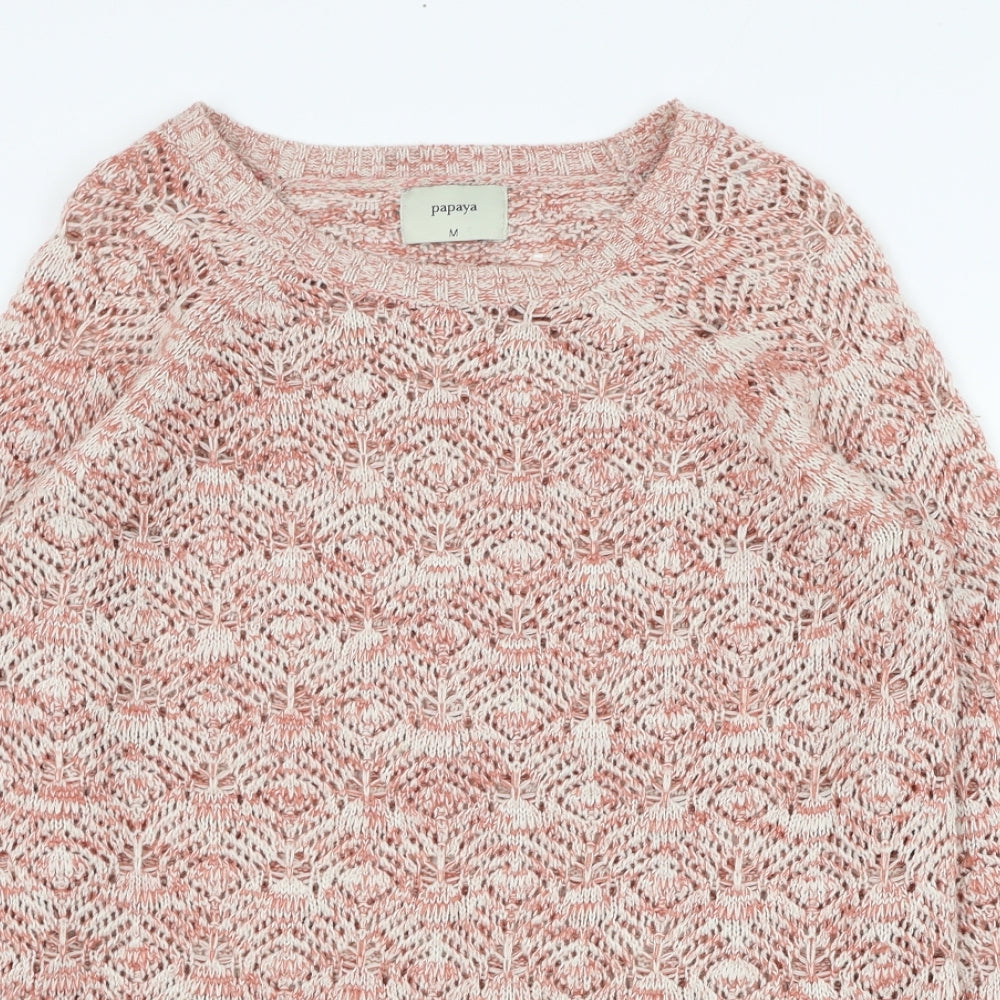 Matalan Womens Pink Round Neck  Acrylic Pullover Jumper Size M