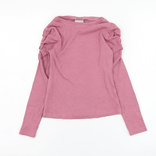 Matalan Girls Pink  Cotton Basic T-Shirt Size 8 Years Round Neck Pullover