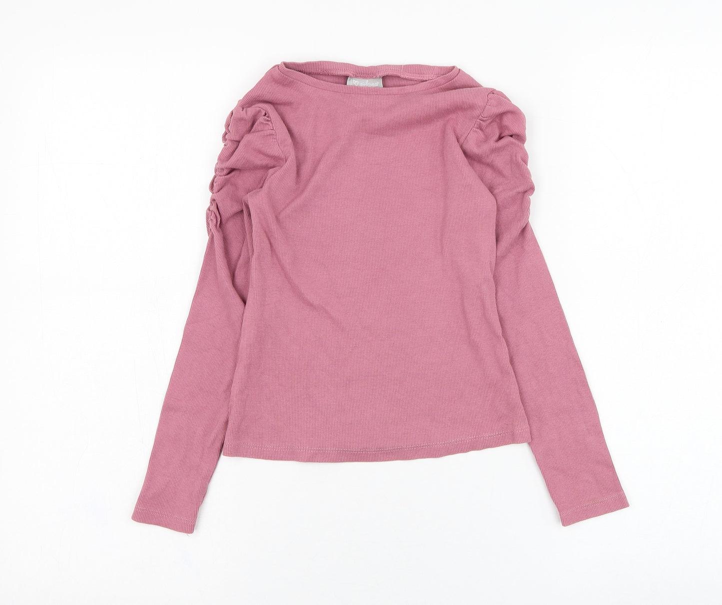 Matalan Girls Pink  Cotton Basic T-Shirt Size 8 Years Round Neck Pullover