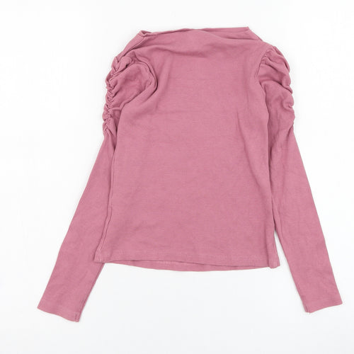 Matalan Girls Pink  Cotton Basic T-Shirt Size 8 Years Round Neck Pullover