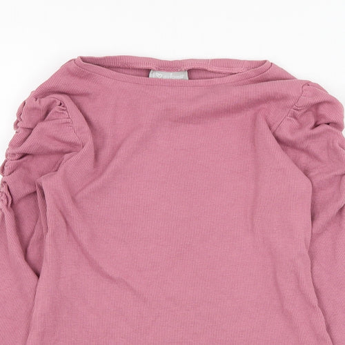 Matalan Girls Pink  Cotton Basic T-Shirt Size 8 Years Round Neck Pullover