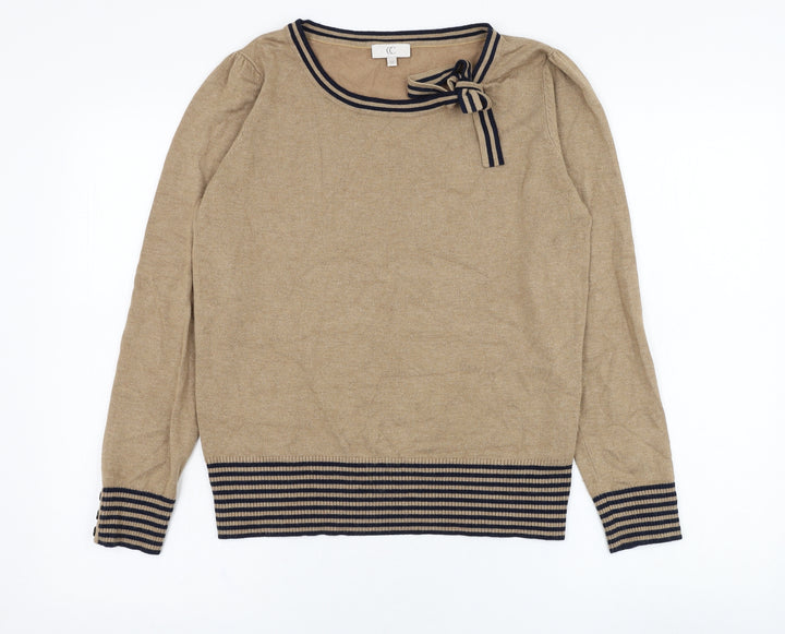 CC Womens Brown Round Neck  Viscose Pullover Jumper Size M