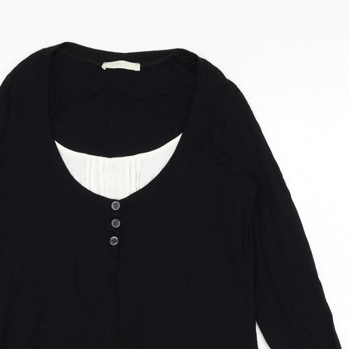 Marks and Spencer Womens Black Round Neck  Viscose Cape Jumper Size 12