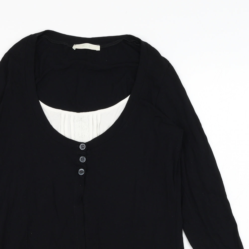 Marks and Spencer Womens Black Round Neck  Viscose Cape Jumper Size 12
