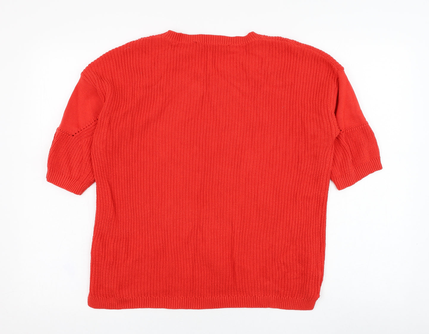 French Connection Womens Red Round Neck  Cotton Pullover Jumper Size XS
