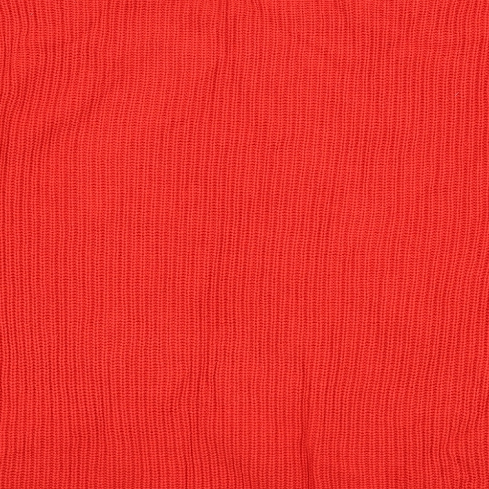 French Connection Womens Red Round Neck  Cotton Pullover Jumper Size XS