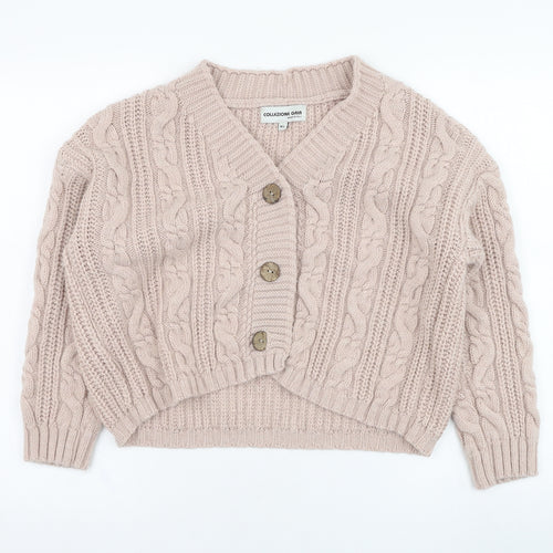 COLLEZIONE GRIA Womens Pink V-Neck  Acrylic Cardigan Jumper Size M