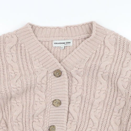COLLEZIONE GRIA Womens Pink V-Neck  Acrylic Cardigan Jumper Size M