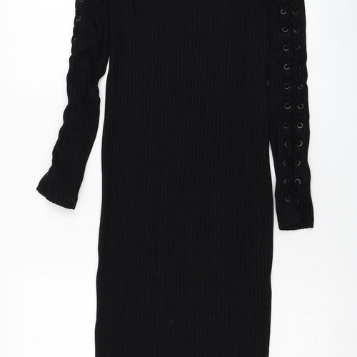 H&M Womens Black  Viscose Pencil Dress  Size 8  Round Neck Pullover