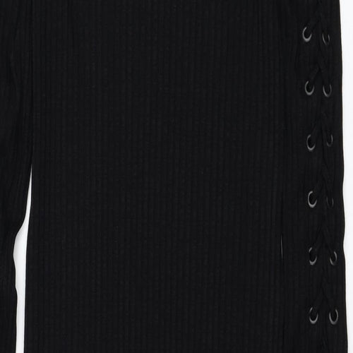 H&M Womens Black  Viscose Pencil Dress  Size 8  Round Neck Pullover