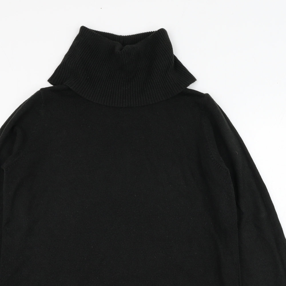 Marks and Spencer Womens Black Roll Neck  Acrylic Pullover Jumper Size 12