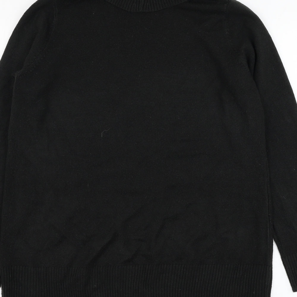 Marks and Spencer Womens Black Roll Neck  Acrylic Pullover Jumper Size 12