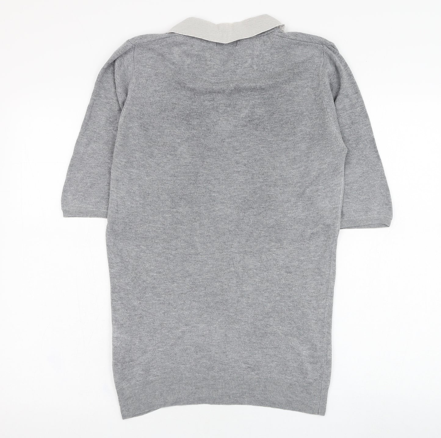 Papaya Womens Grey Collared  Viscose Pullover Jumper Size 12