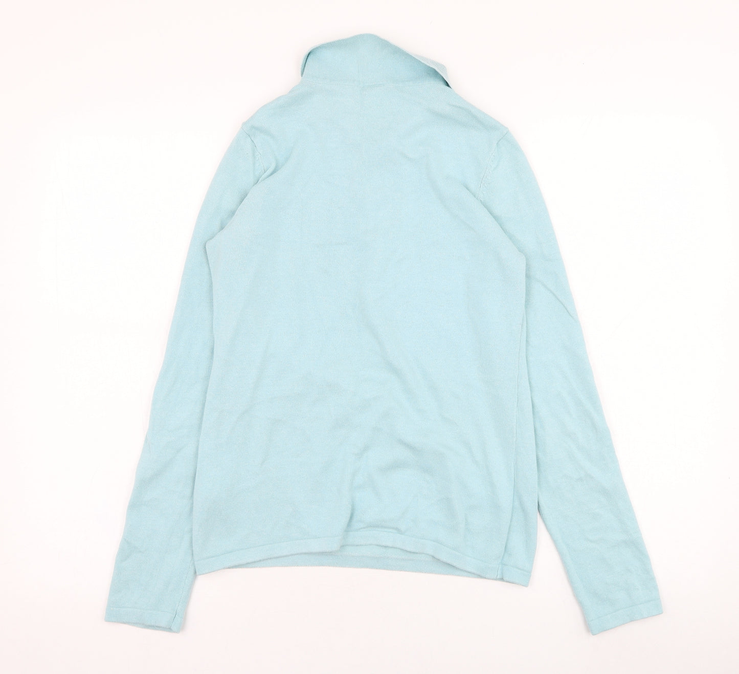 B.C. Womens Blue Collared  Cotton Pullover Jumper Size 12