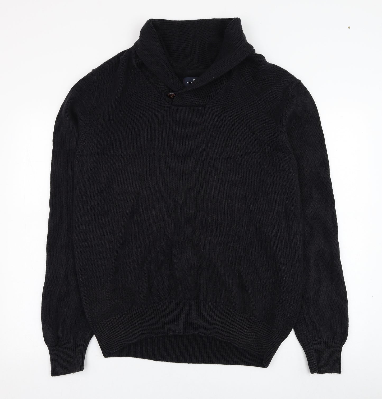 Marks and Spencer Mens Black Roll Neck  Cotton Pullover Jumper Size L
