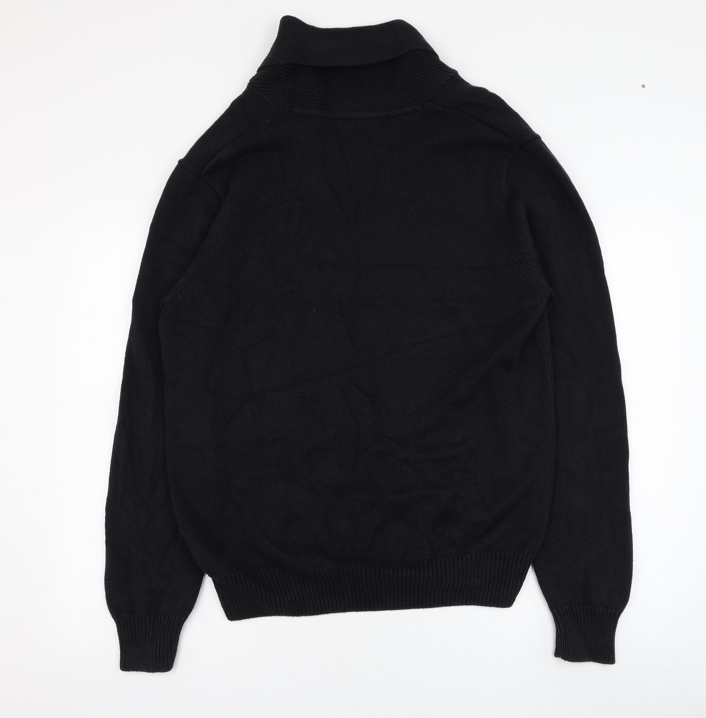 Marks and Spencer Mens Black Roll Neck  Cotton Pullover Jumper Size L