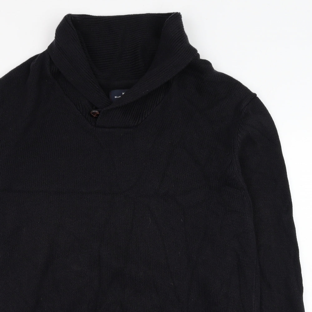 Marks and Spencer Mens Black Roll Neck  Cotton Pullover Jumper Size L