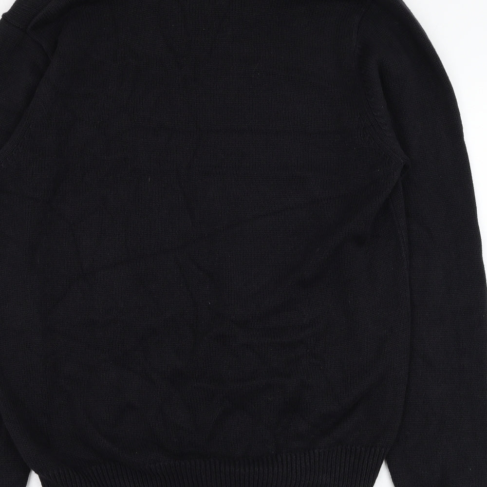 Marks and Spencer Mens Black Roll Neck  Cotton Pullover Jumper Size L
